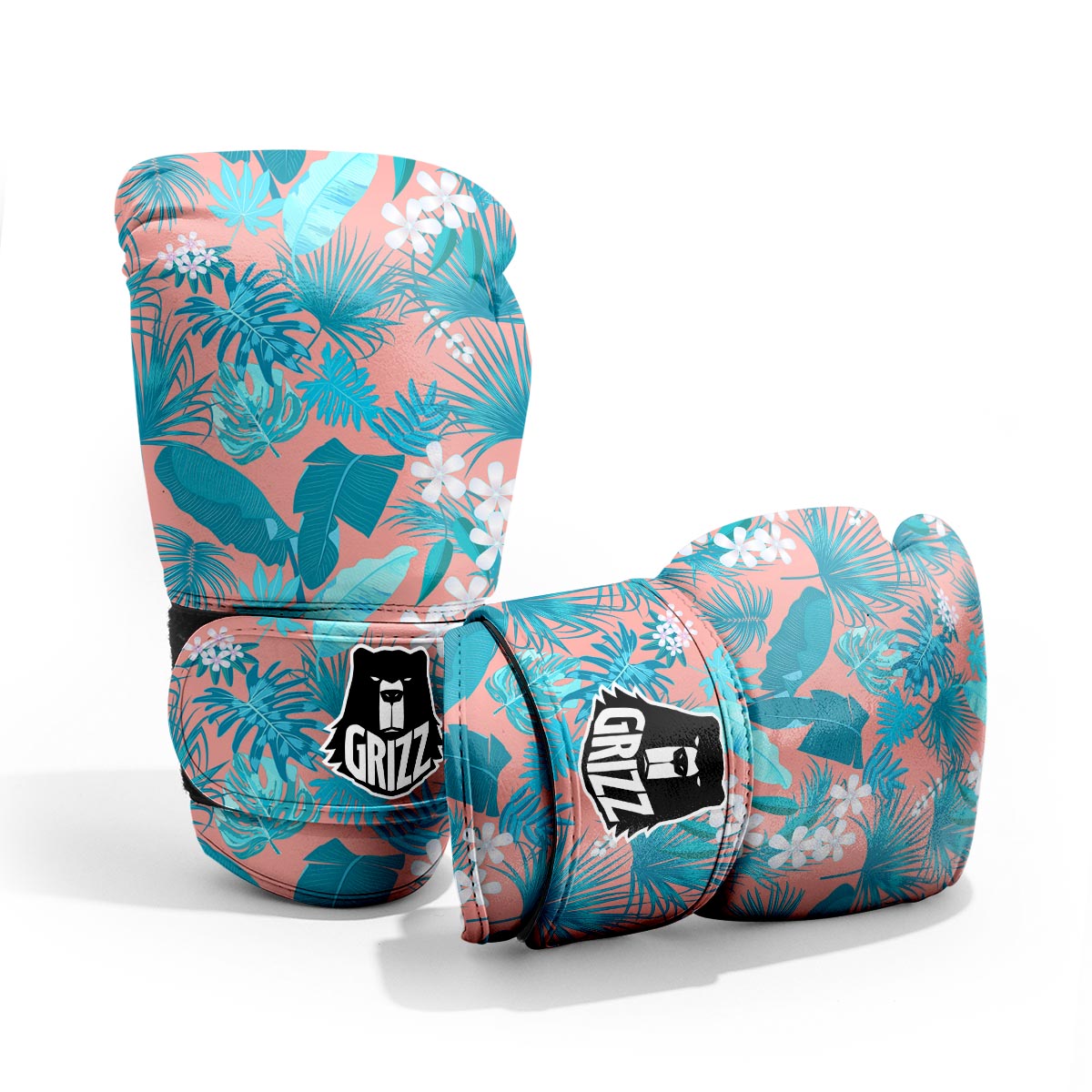 Palm Tree Teal Print Pattern Pro Boxing Glove