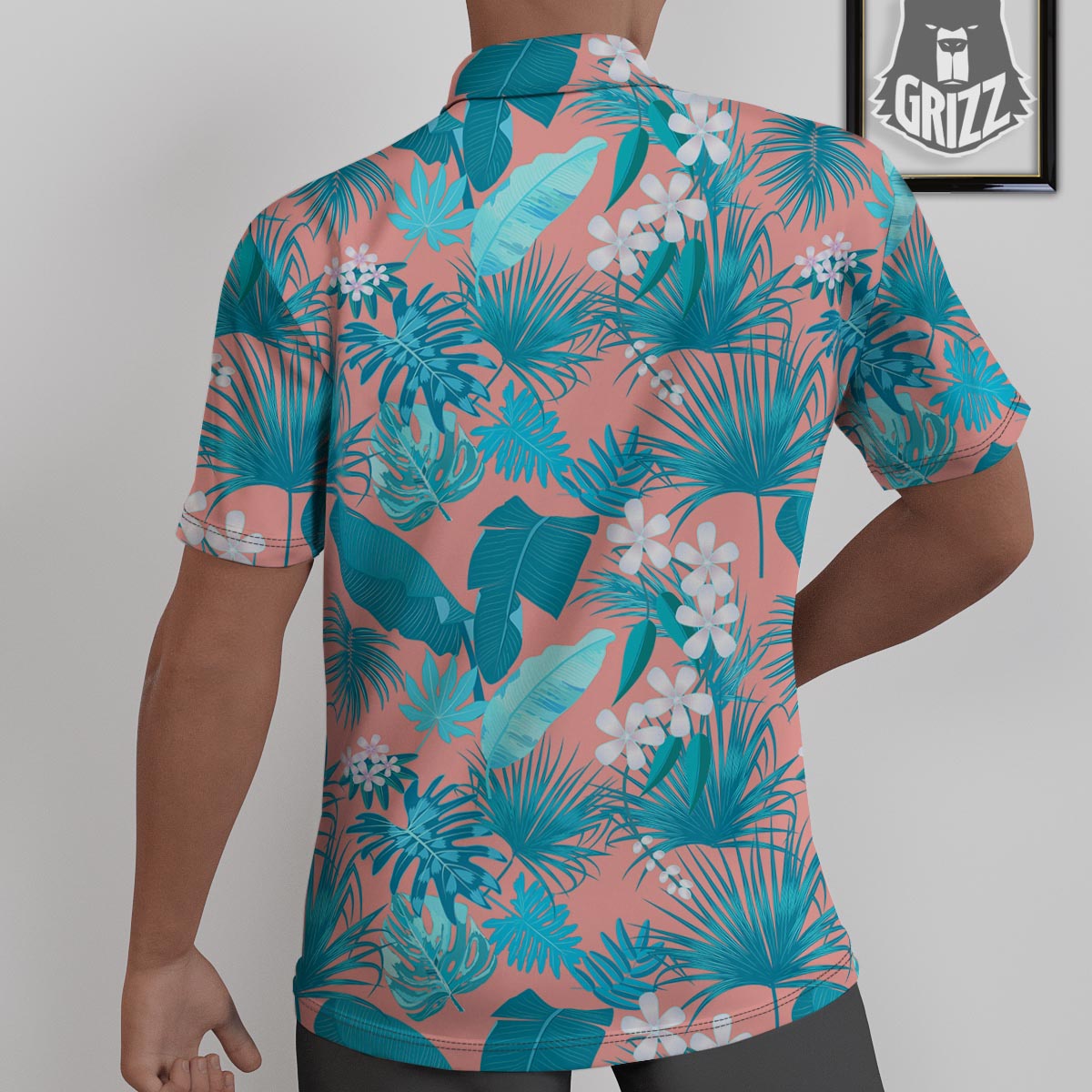 Palm Tree Teal Print Pattern Untucked Shirts-grizzshop