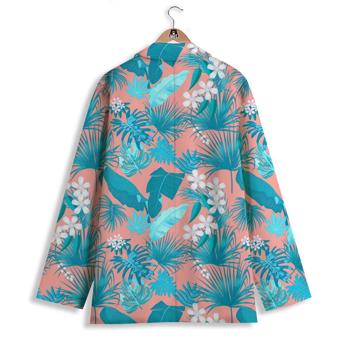 Palm Tree Teal Print Pattern Women's Blazer-grizzshop
