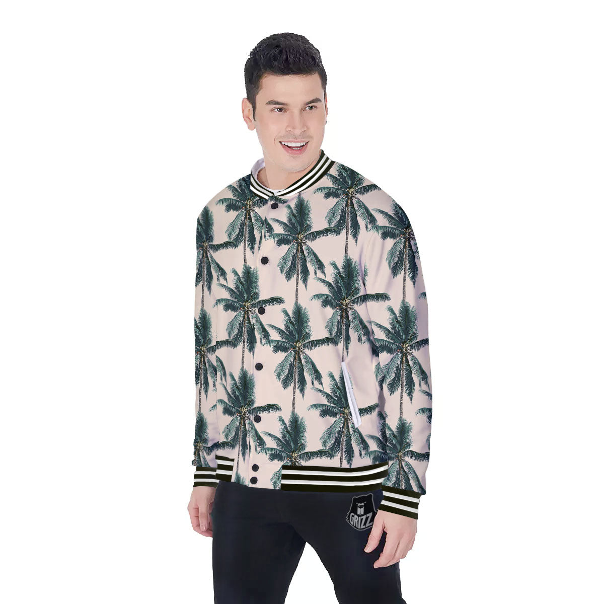 Palm Tree Tropical Print Pattern Baseball Jacket-grizzshop