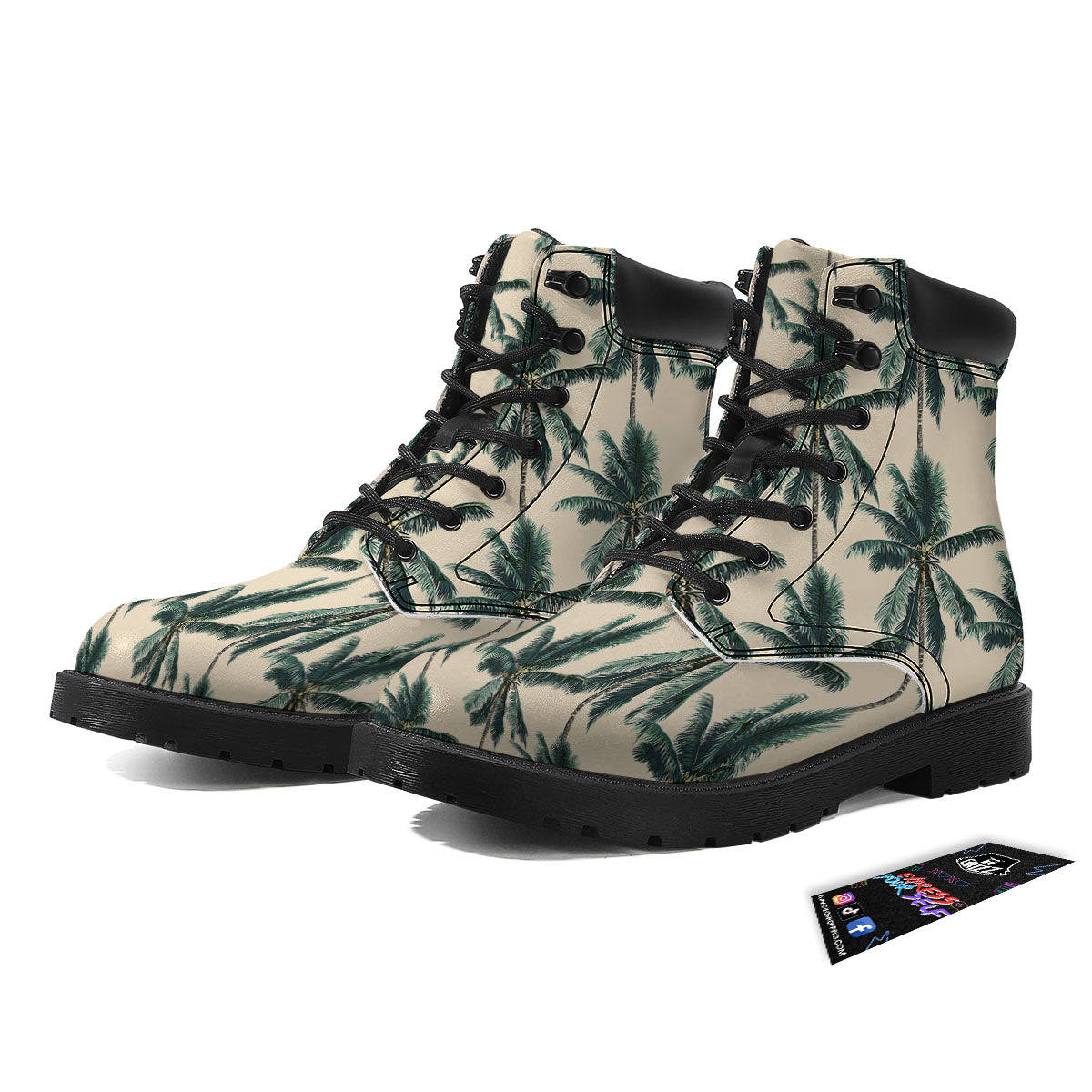 Palm Tree Tropical Print Pattern Boots-grizzshop