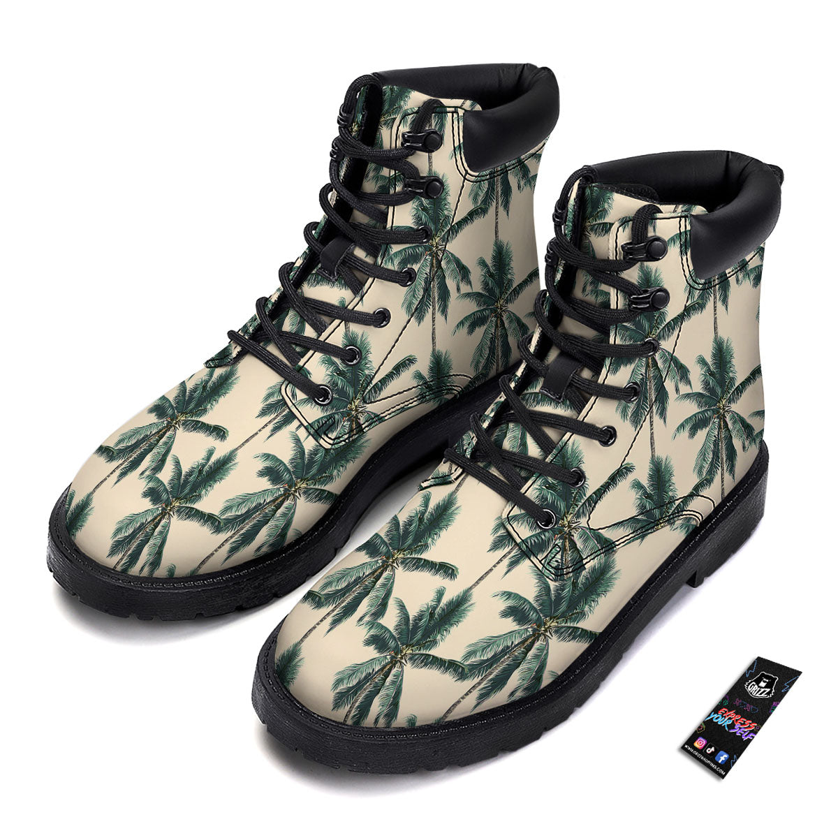 Palm Tree Tropical Print Pattern Boots-grizzshop