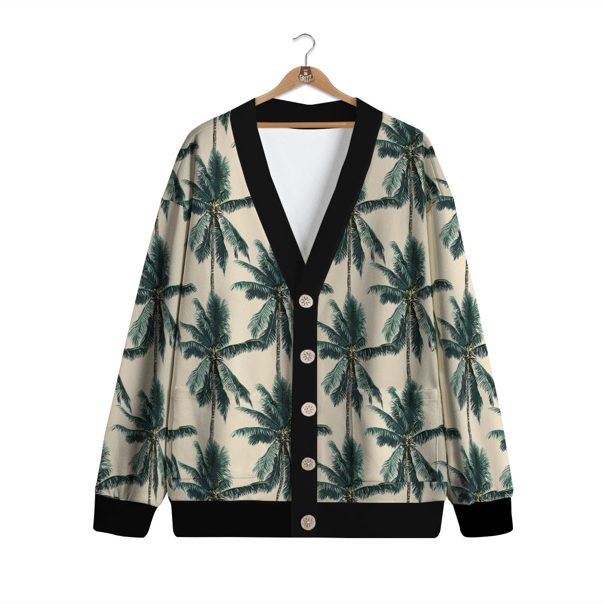 Palm Tree Tropical Print Pattern Cardigan-grizzshop
