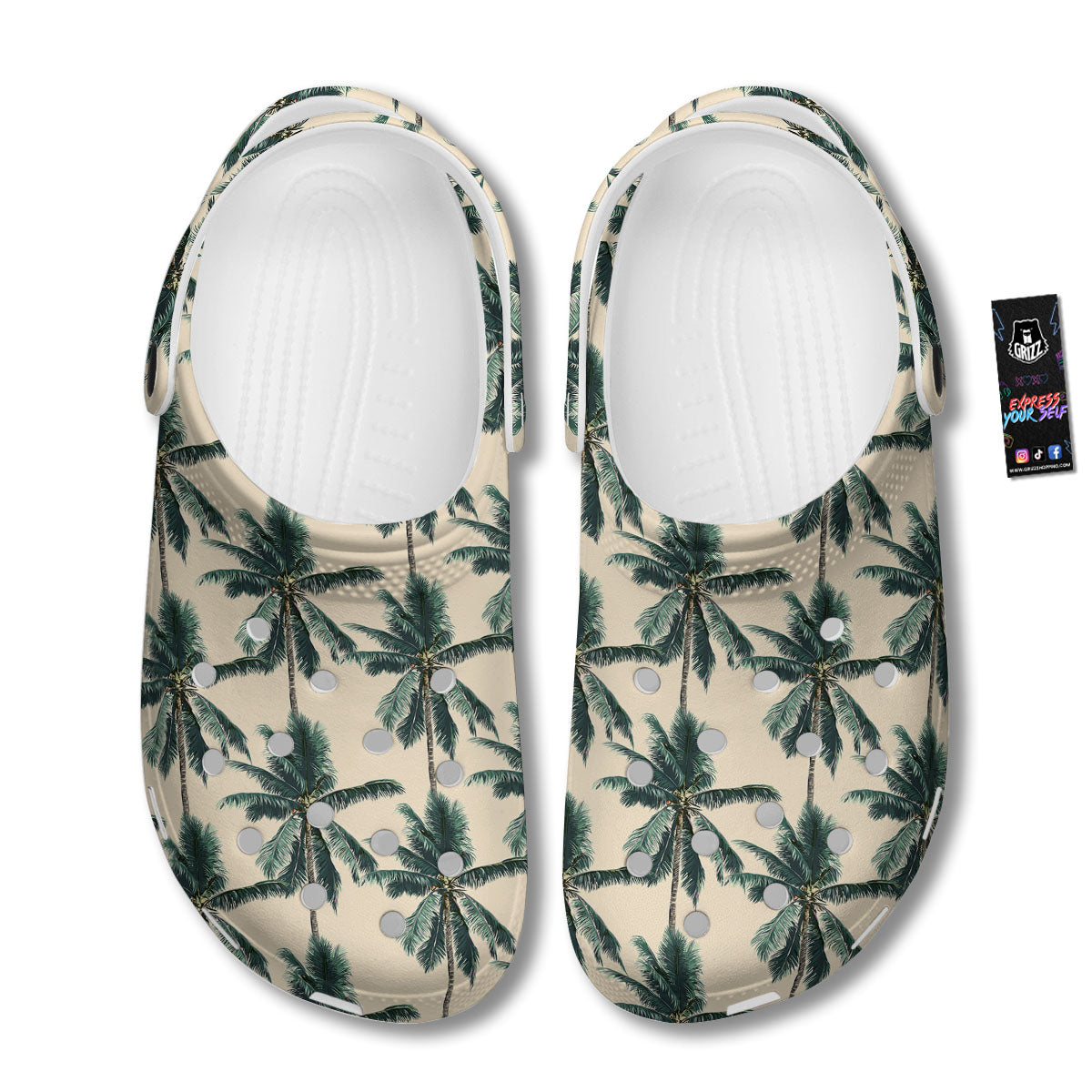 Palm Tree Tropical Print Pattern Clog-grizzshop