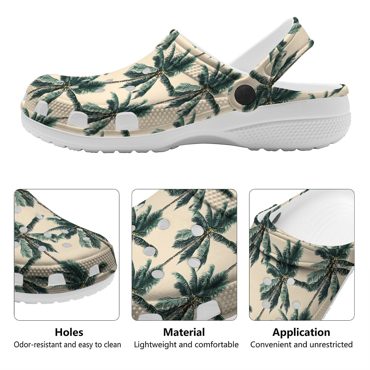 Palm Tree Tropical Print Pattern Clog-grizzshop