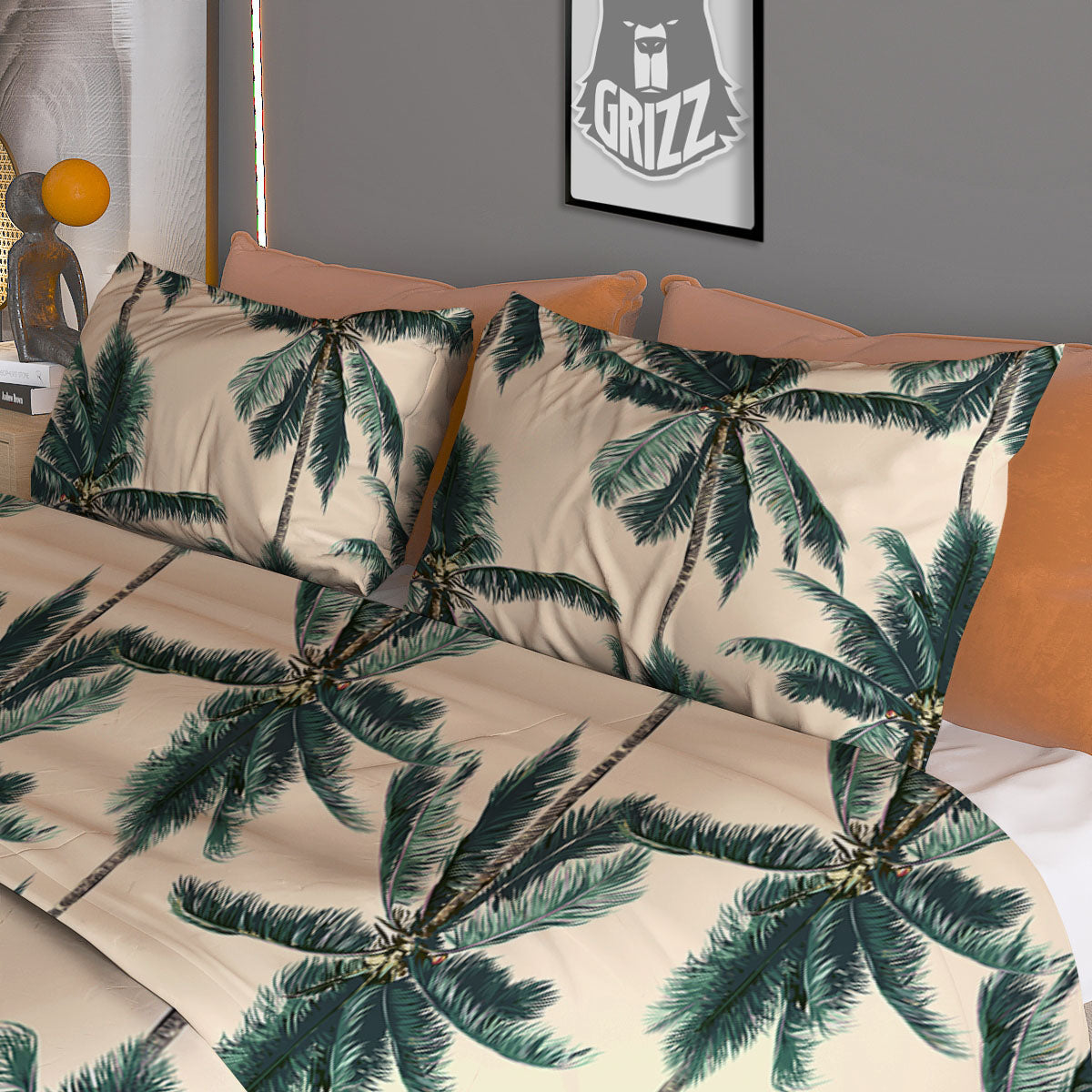 Palm Tree Tropical Print Pattern Duvet Cover Bedding Set-grizzshop