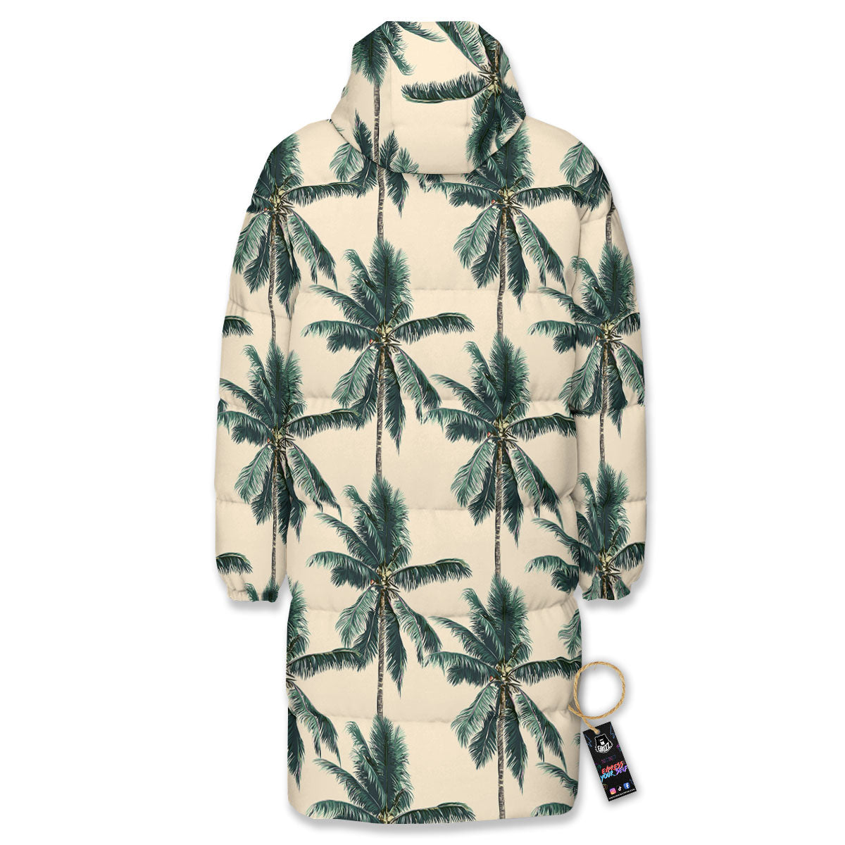 Palm Tree Tropical Print Pattern Long Down Jacket-grizzshop
