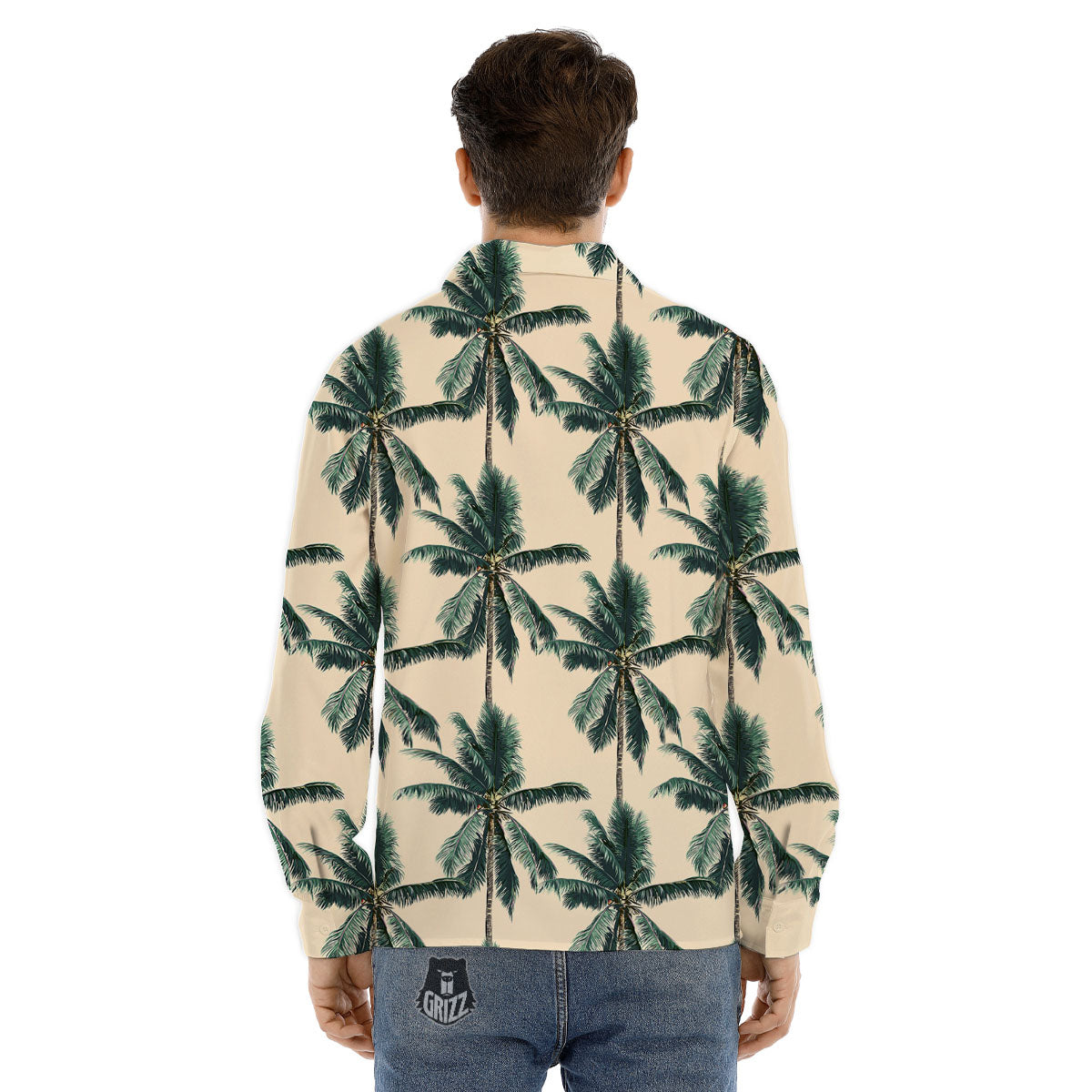 Palm Tree Tropical Print Pattern Men's Dress Shirts-grizzshop