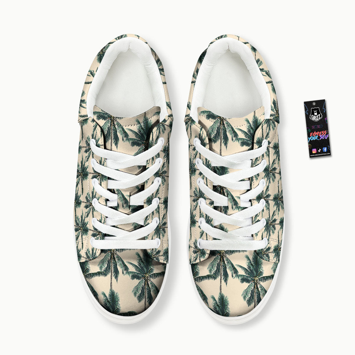Palm Tree Tropical Print Pattern Platform Shoes-grizzshop