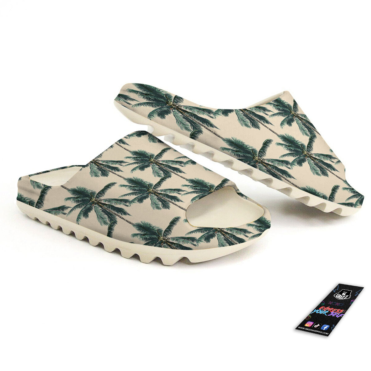 Palm Tree Tropical Print Pattern Sandals-grizzshop