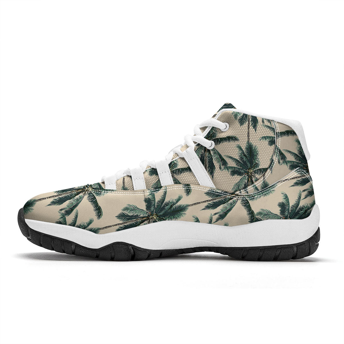 Palm Tree Tropical Print Pattern White Bball Shoes-grizzshop