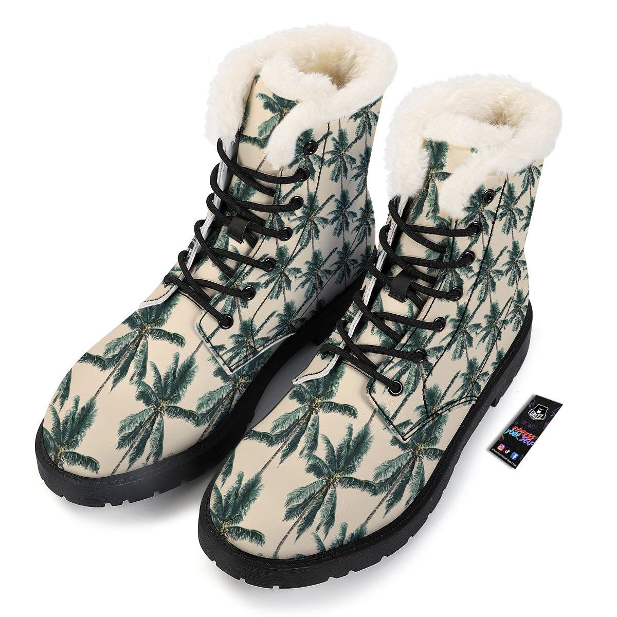 Palm Tree Tropical Print Pattern Winter Boots-grizzshop