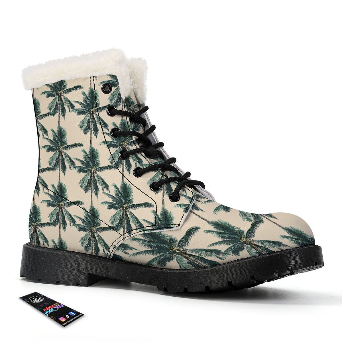 Palm Tree Tropical Print Pattern Winter Boots-grizzshop
