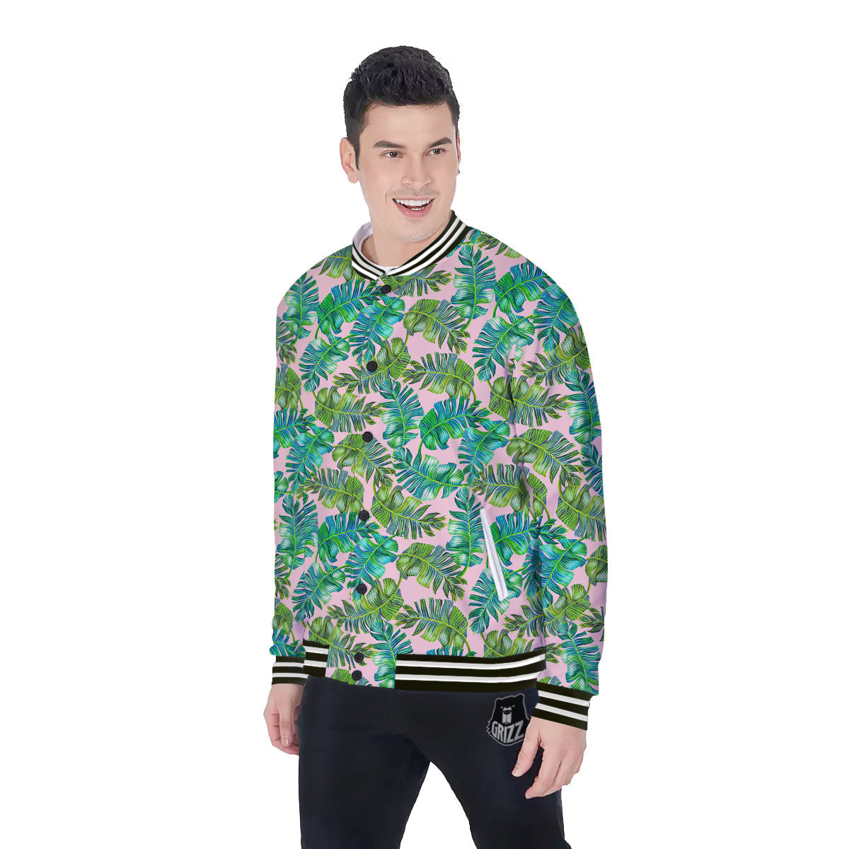 Palm Tree Vintage Print Pattern Baseball Jacket-grizzshop