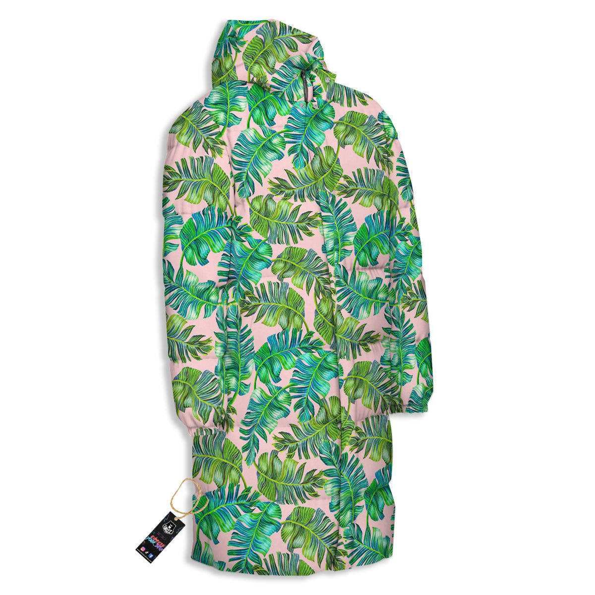Palm Tree Vintage Print Pattern Long Down Jacket-grizzshop