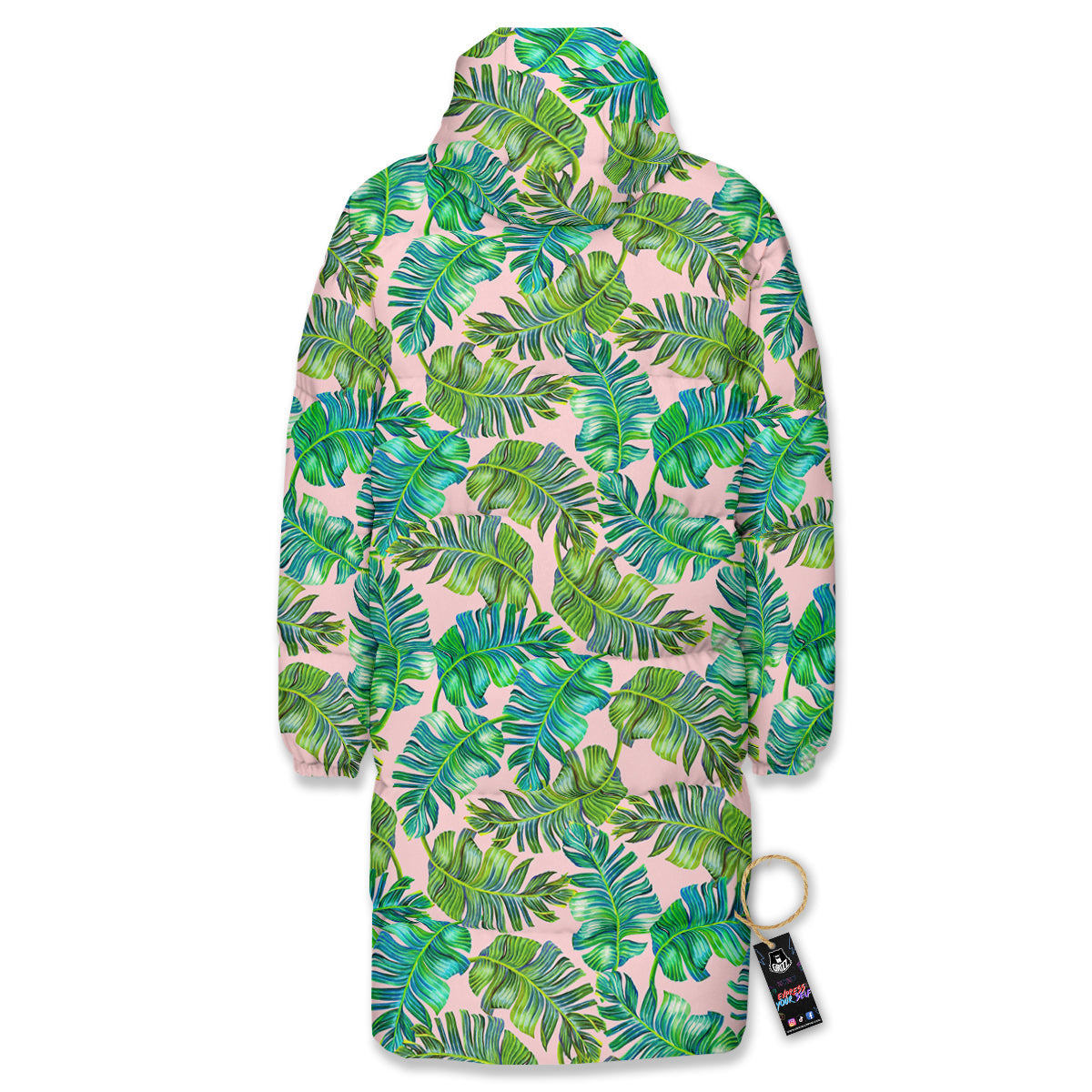Palm Tree Vintage Print Pattern Long Down Jacket-grizzshop