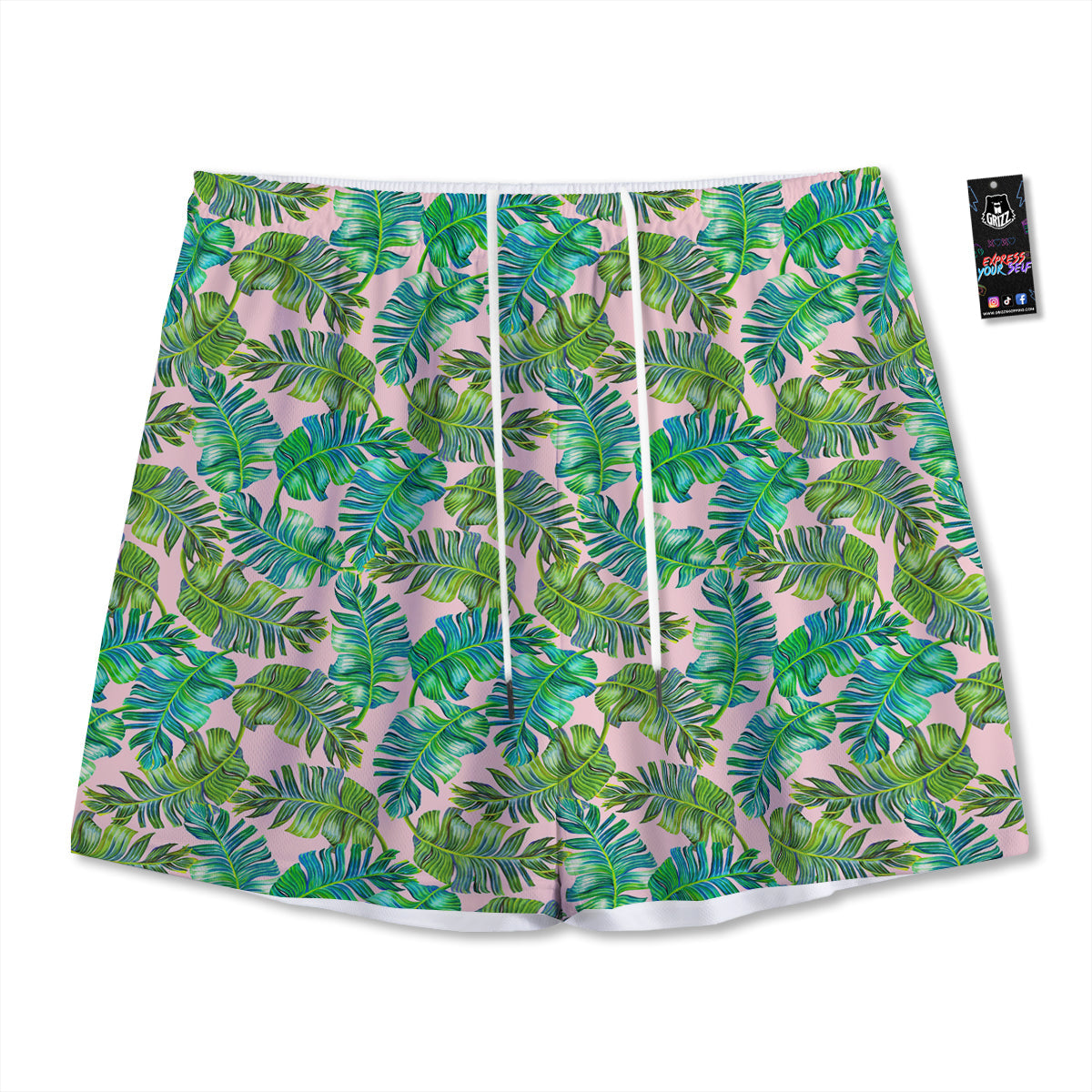 Palm Tree Vintage Print Pattern Mesh Shorts