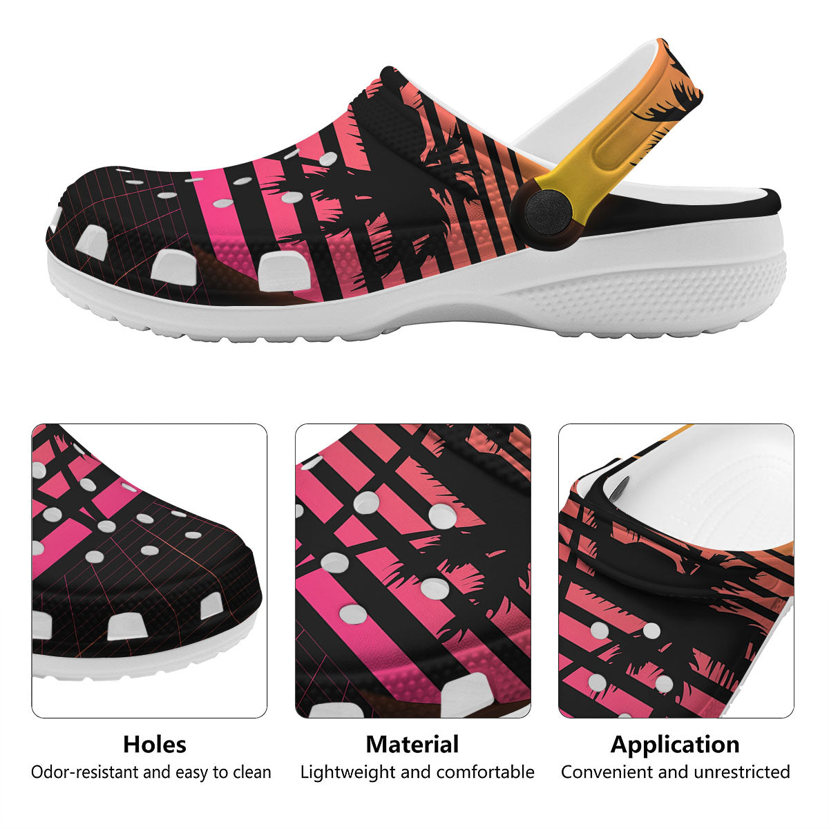Palm Trees And Night Sunset Sky Print Clog-grizzshop