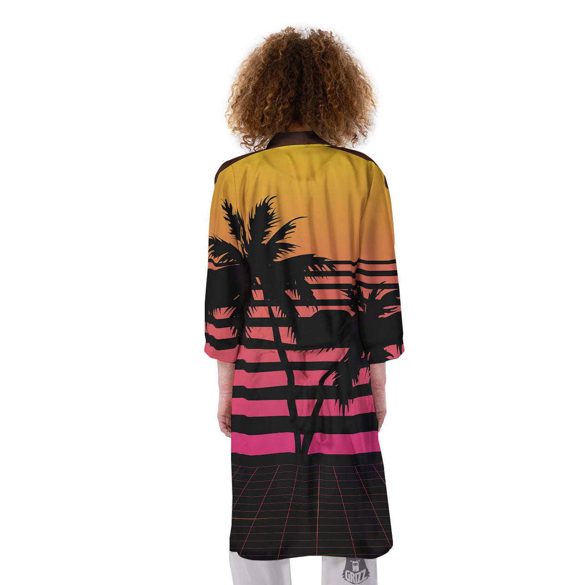 Palm Trees And Night Sunset Sky Print Kimono-grizzshop