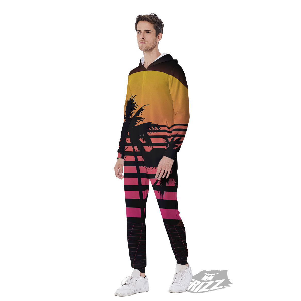 Palm Trees And Night Sunset Sky Print Men's Jumpsuit-grizzshop