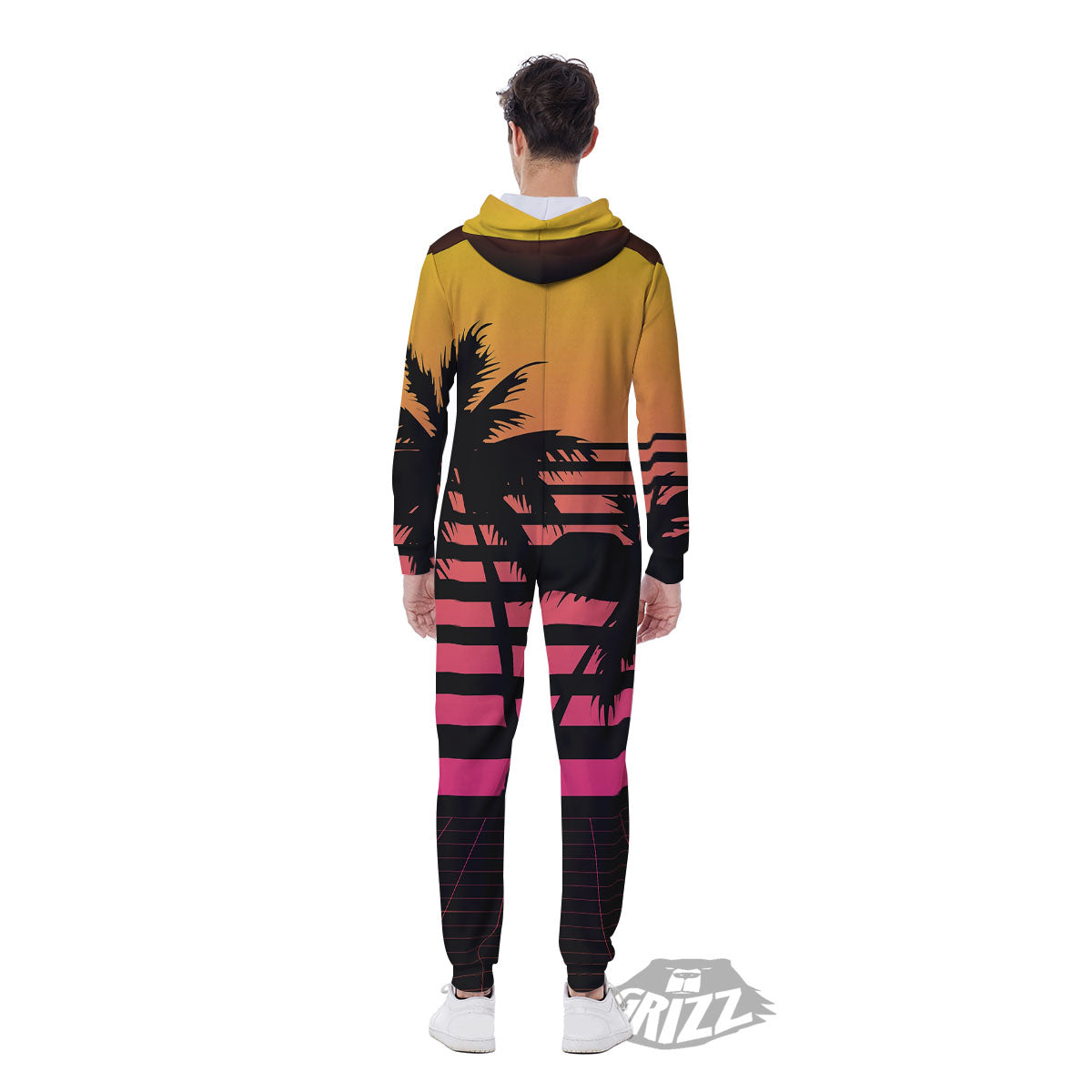 Palm Trees And Night Sunset Sky Print Men's Jumpsuit-grizzshop