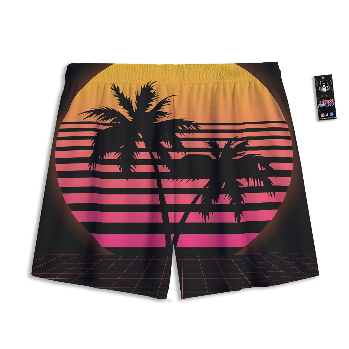 Palm Trees And Night Sunset Sky Print Mesh Shorts