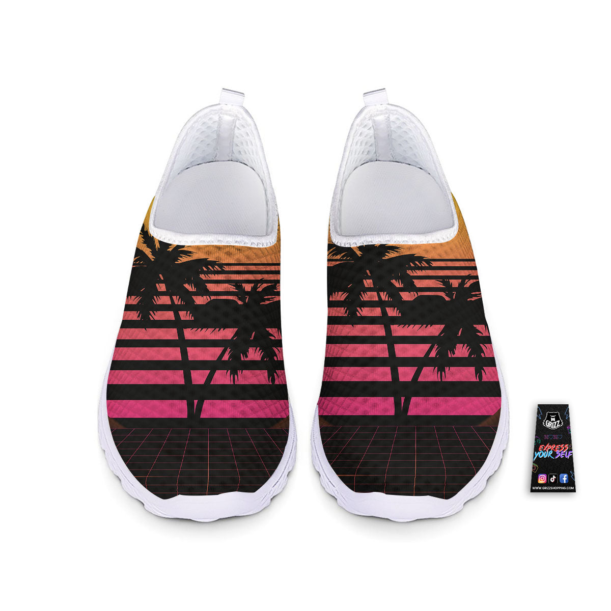 Palm Trees And Night Sunset Sky Print Nurse Shoes-grizzshop
