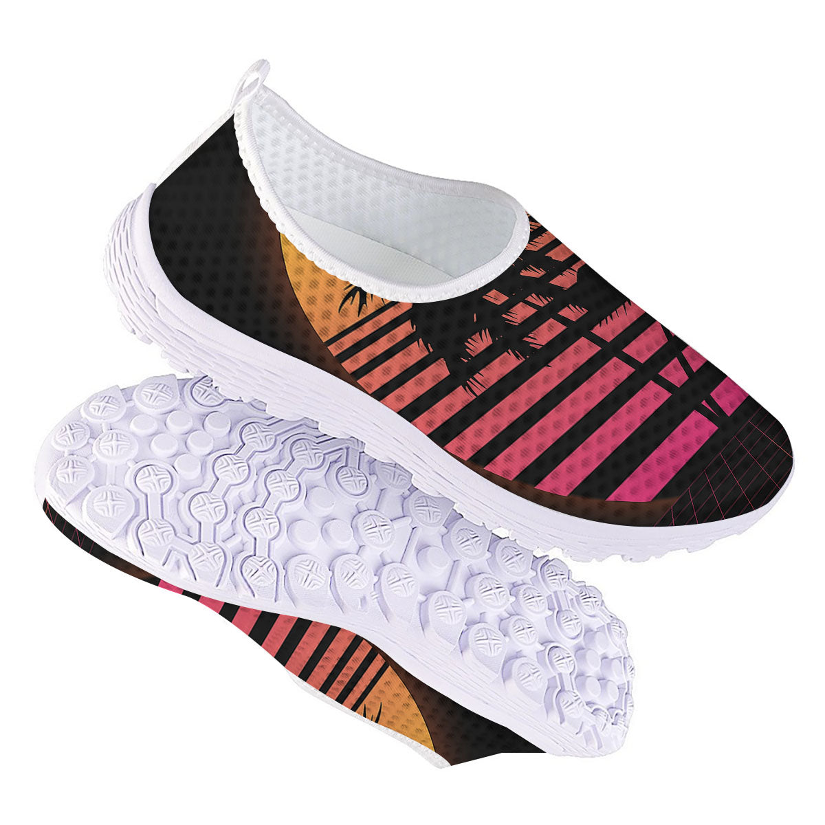 Palm Trees And Night Sunset Sky Print Nurse Shoes-grizzshop