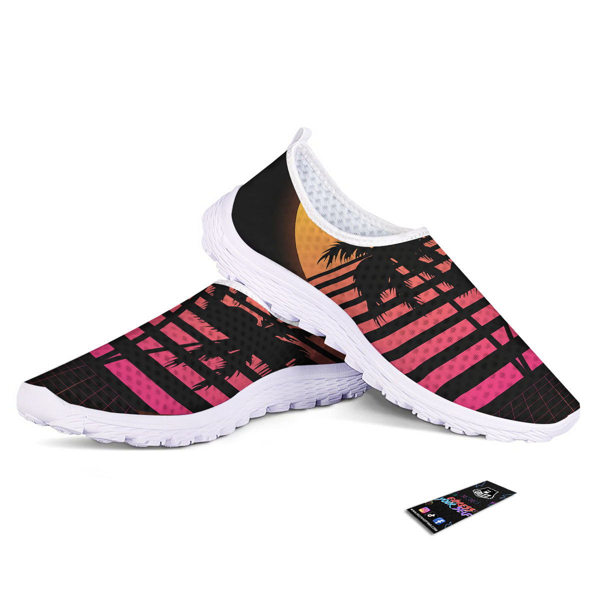 Palm Trees And Night Sunset Sky Print Nurse Shoes-grizzshop