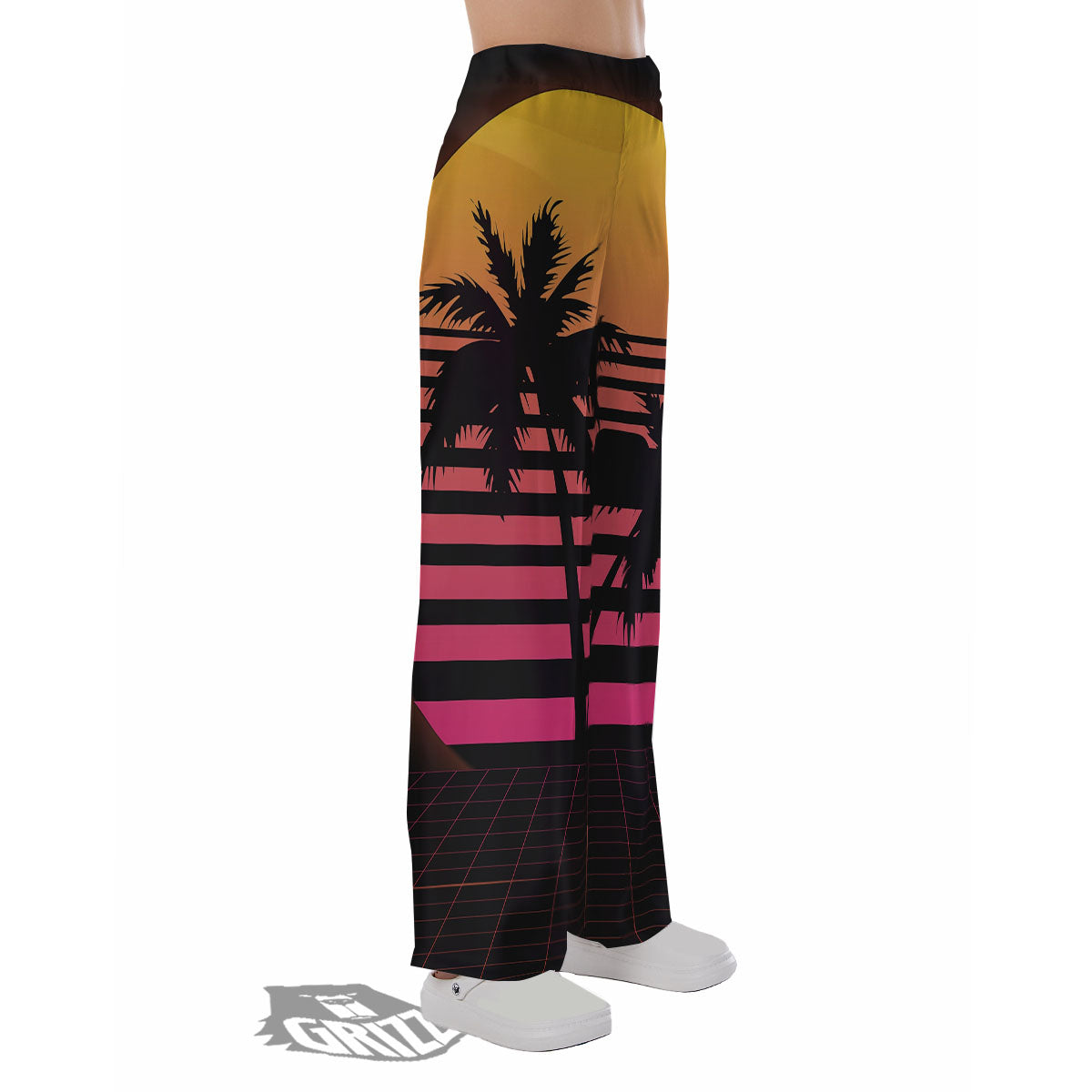 Palm Trees And Night Sunset Sky Print Pajama Pants-grizzshop