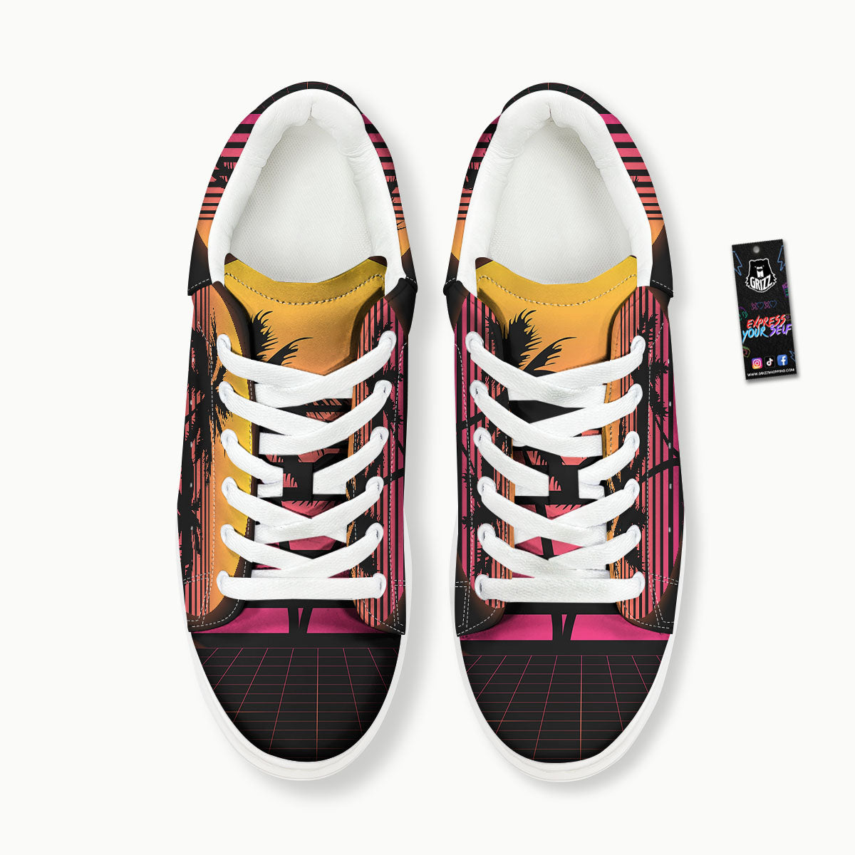 Palm Trees And Night Sunset Sky Print Platform Shoes-grizzshop