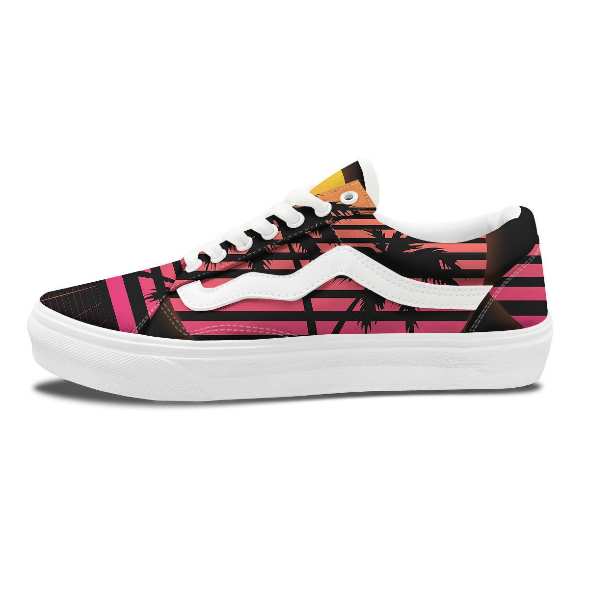 Palm Trees And Night Sunset Sky Print Skate Shoes-grizzshop
