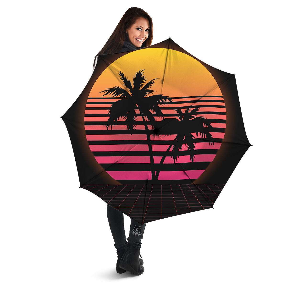 Palm Trees And Night Sunset Sky Print Umbrella-grizzshop
