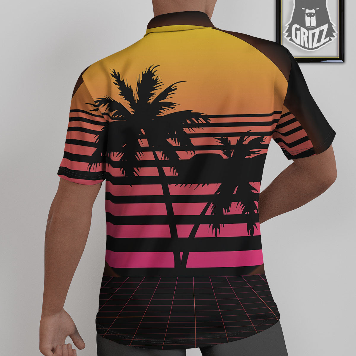 Palm Trees And Night Sunset Sky Print Untucked Shirts-grizzshop