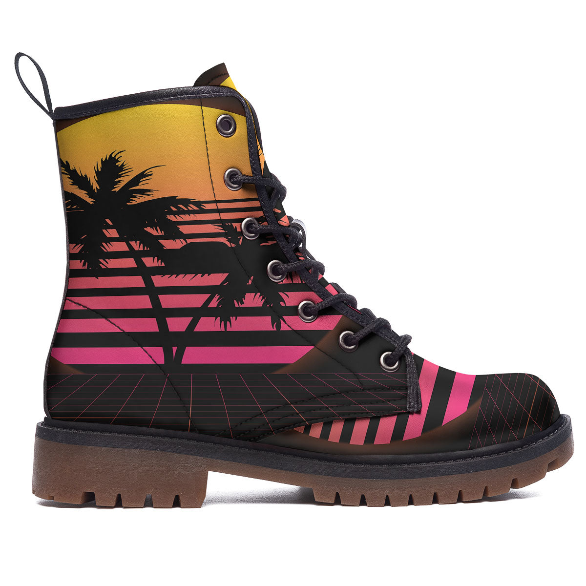 Palm Trees And Night Sunset Sky Print Work Boots-grizzshop