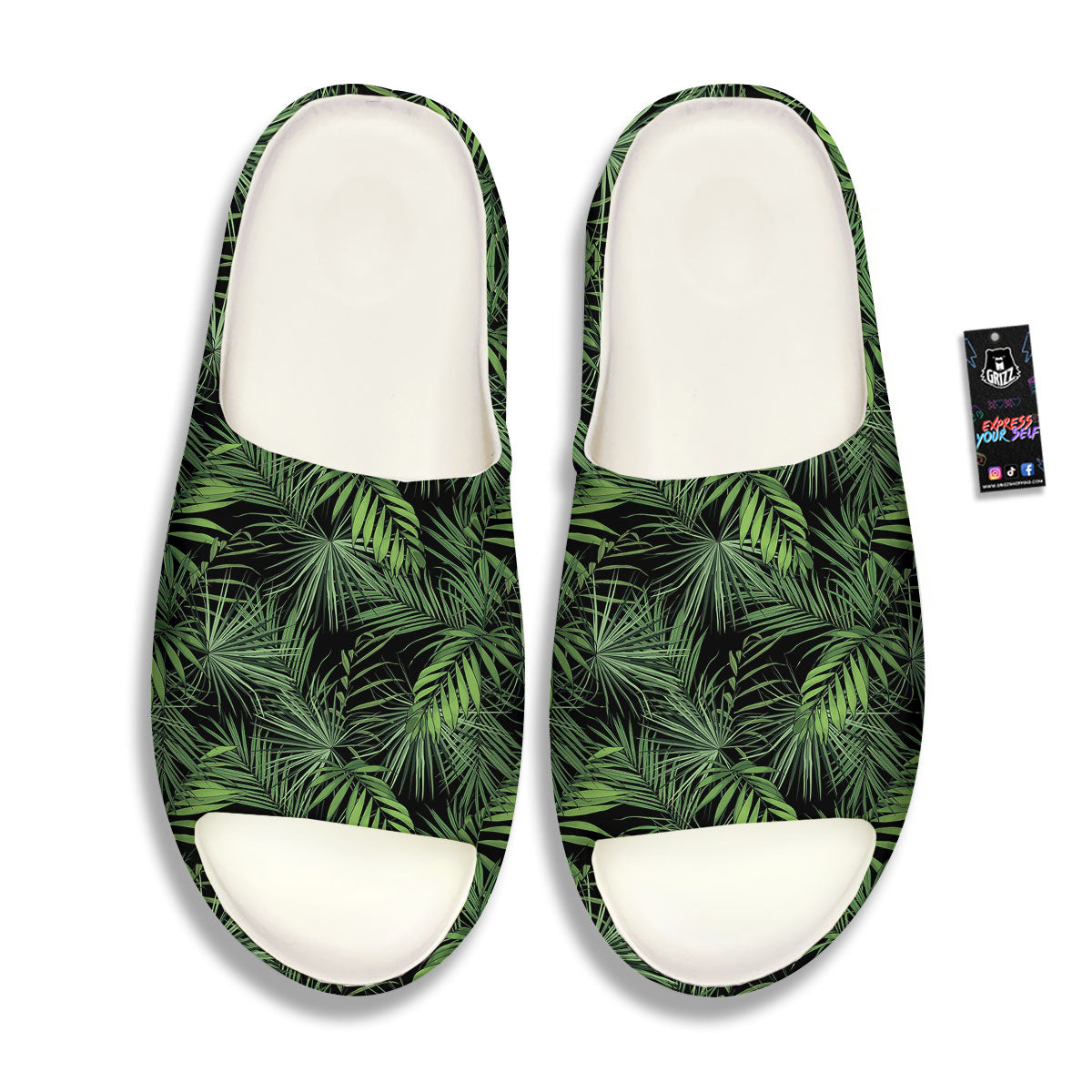 Palm Leaf Night Tropical Print Pattern Sandals-grizzshop