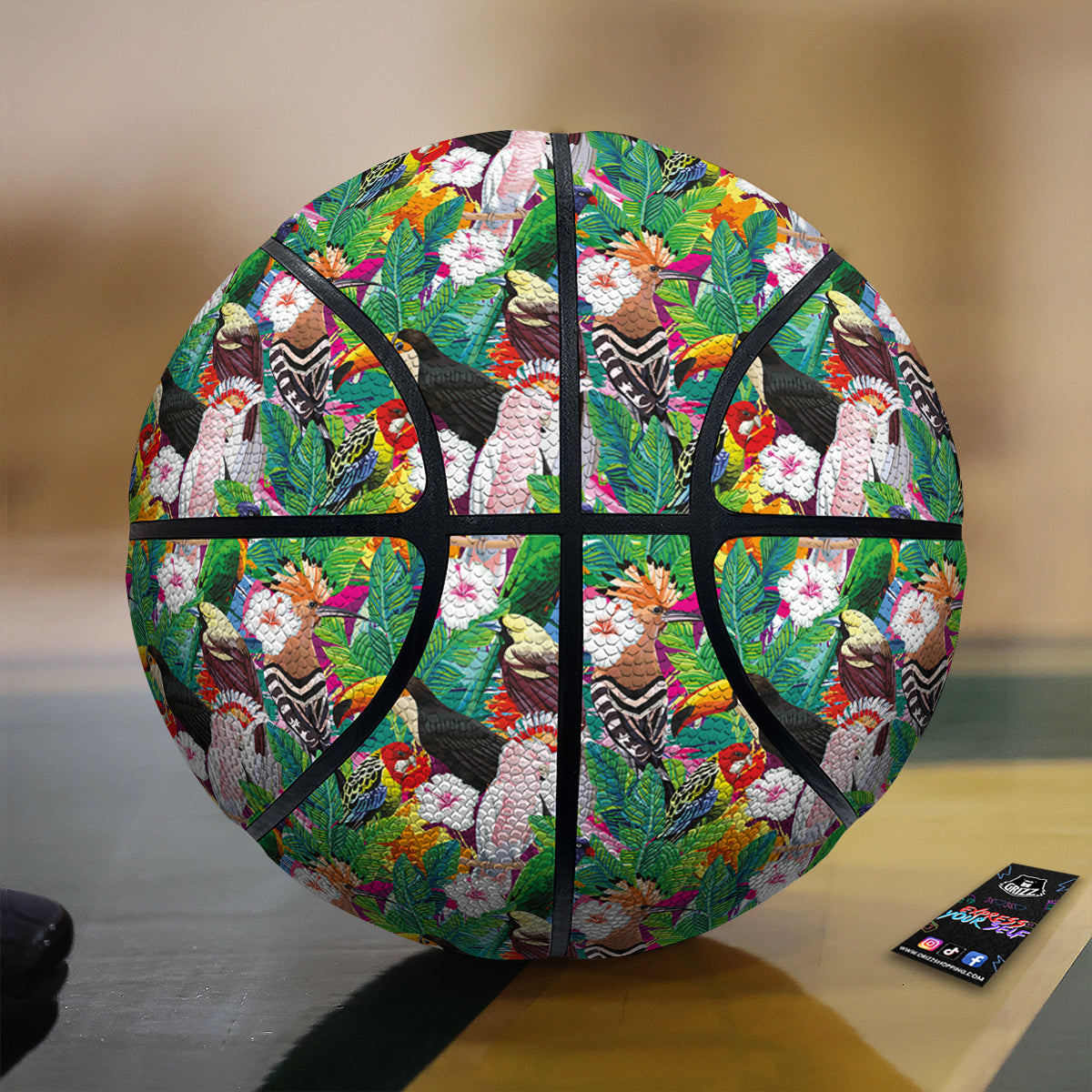 Palm Leaves And Bird Of Paradise Print Basketball