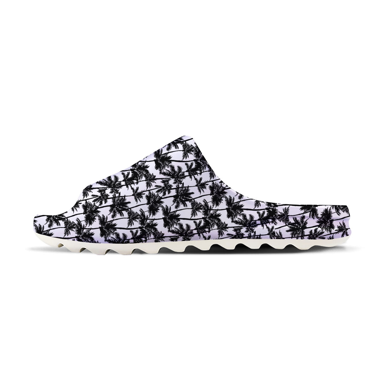 Palm Tree Black White Print Pattern Sandals-grizzshop