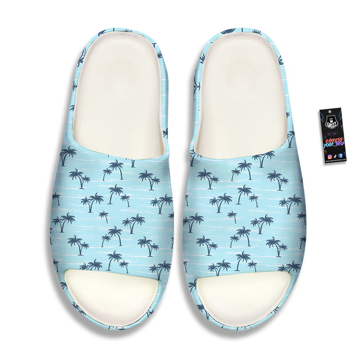 Palm Tree Blue Print Pattern Sandals-grizzshop