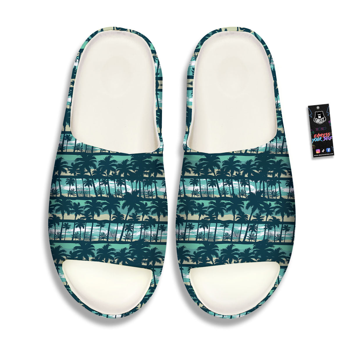 Palm Tree Print Pattern Sandals-grizzshop