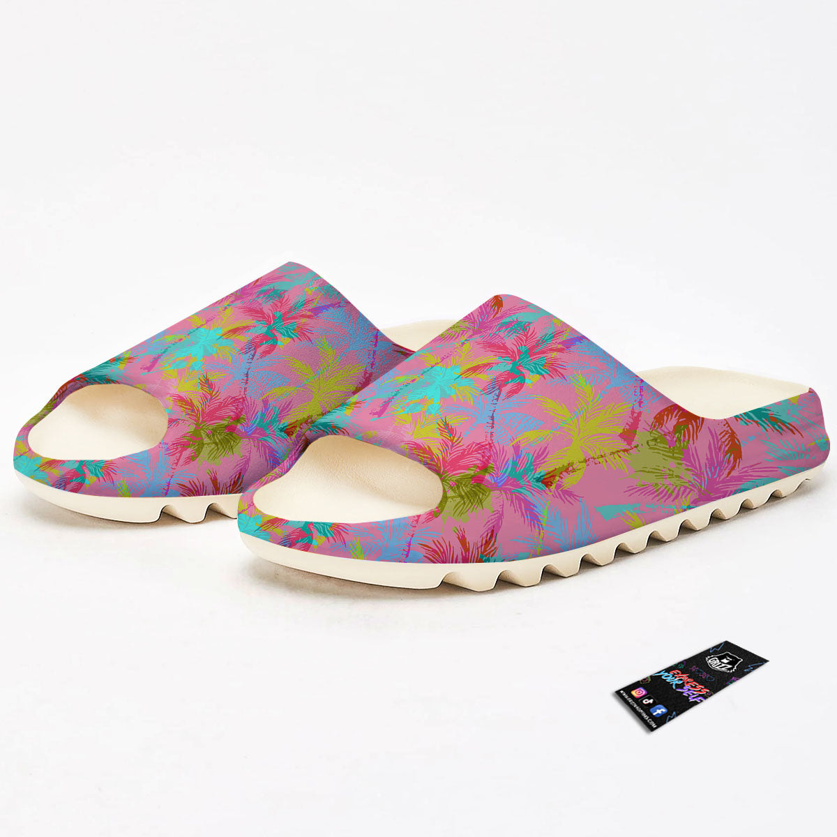 Palm Tree Rainbow Print Pattern Sandals-grizzshop