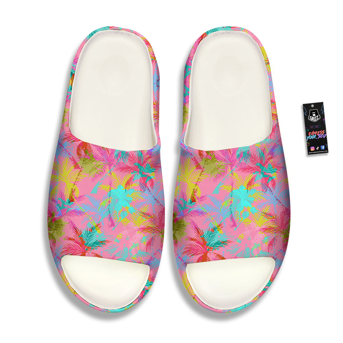 Palm Tree Rainbow Print Pattern Sandals-grizzshop