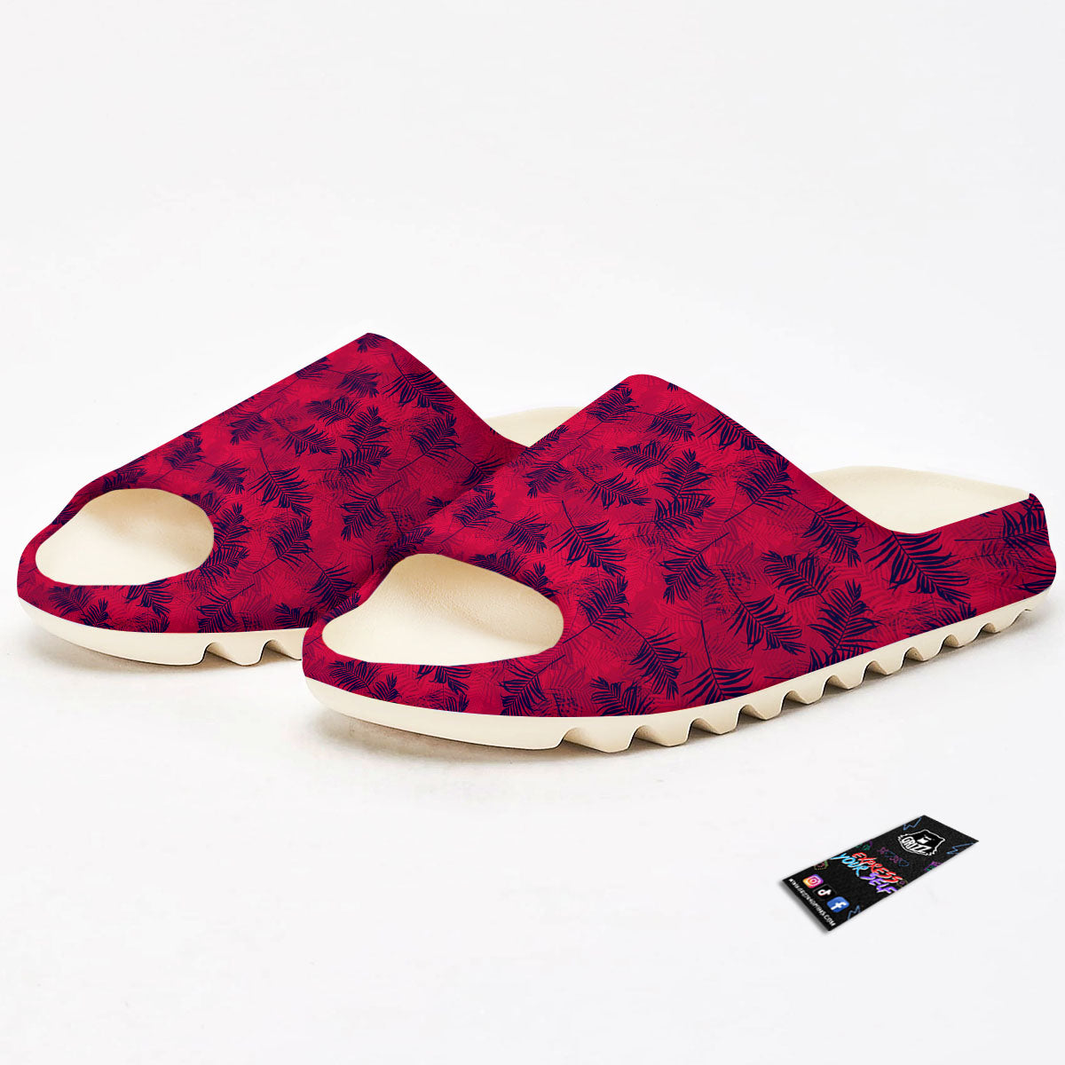 Palm Tree Red Print Pattern Sandals-grizzshop