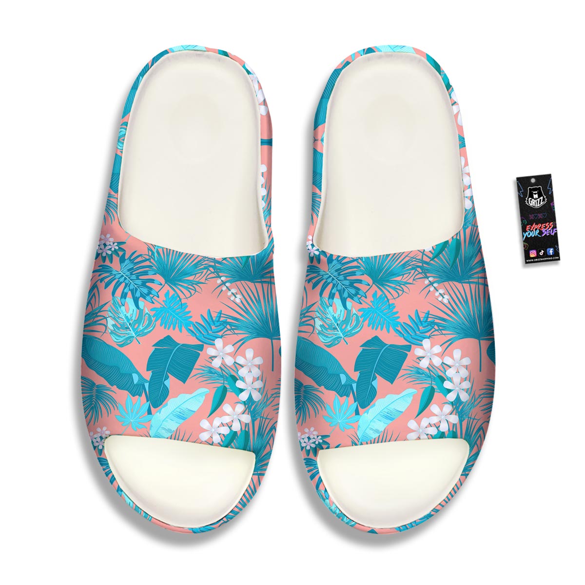 Palm Tree Teal Print Pattern Sandals-grizzshop