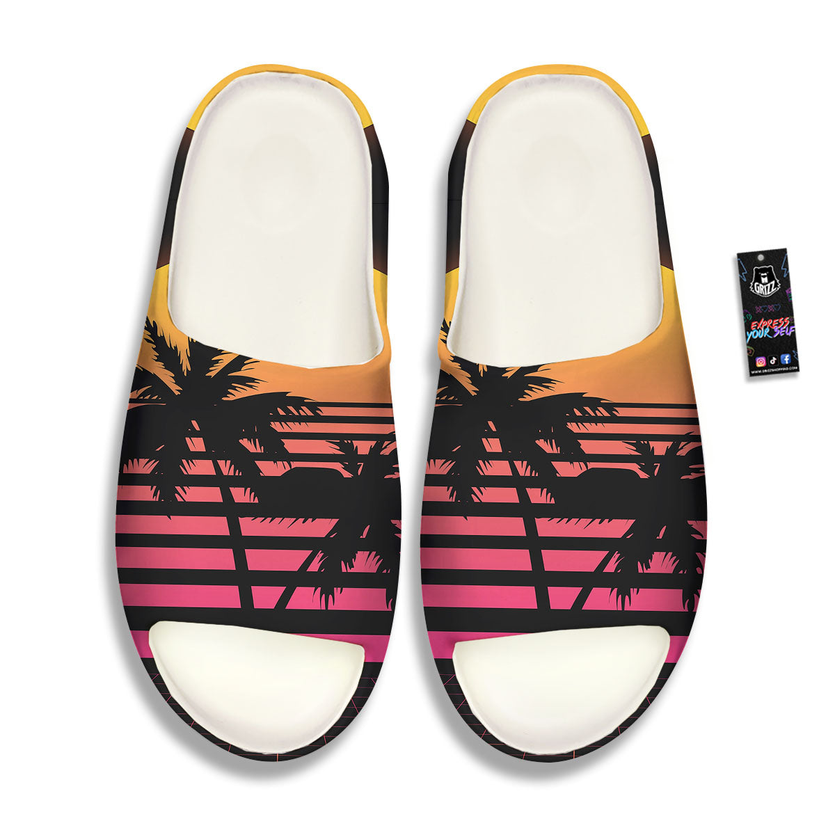 Palm Trees And Night Sunset Sky Print Sandals-grizzshop