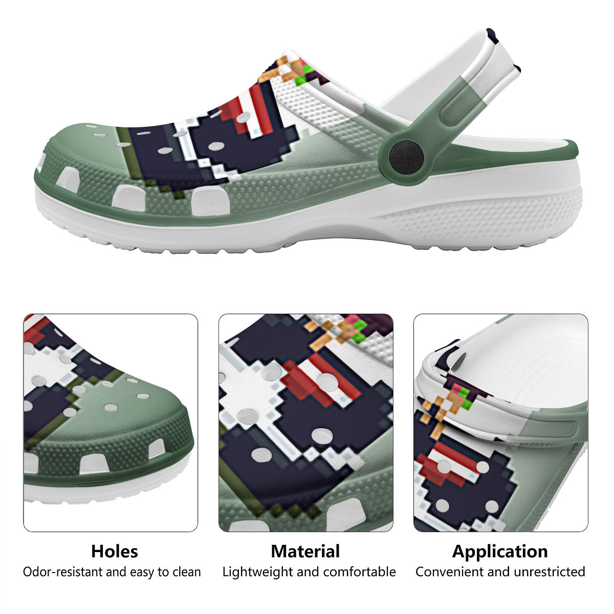 Panda 8-Bit Pixel Print Clog-grizzshop