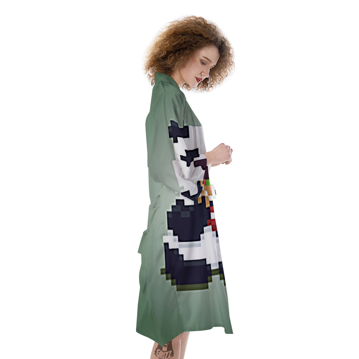 Panda 8-Bit Pixel Print Kimono-grizzshop