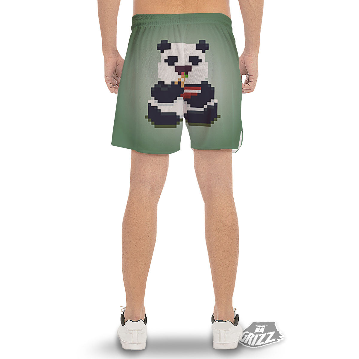 Panda 8-Bit Pixel Print Men's Gym Shorts-grizzshop