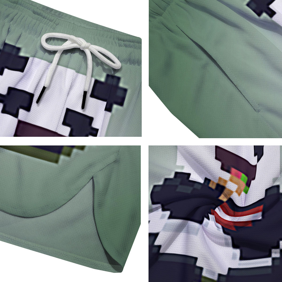 Panda 8-Bit Pixel Print Men's Running Shorts-grizzshop