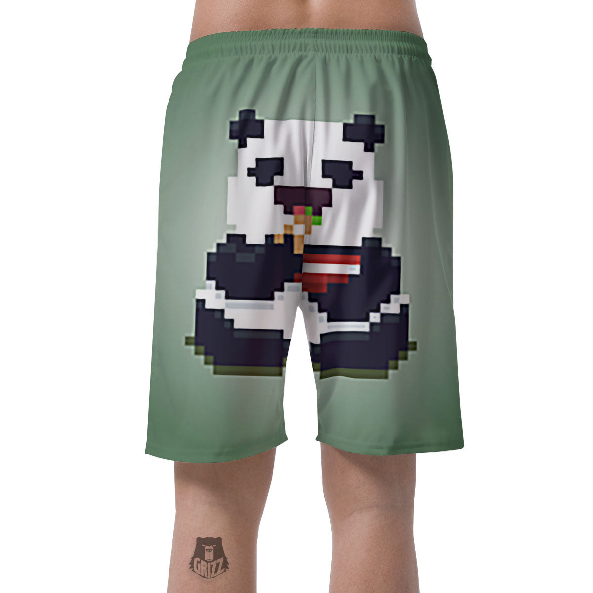 Panda 8-Bit Pixel Print Men's Shorts-grizzshop